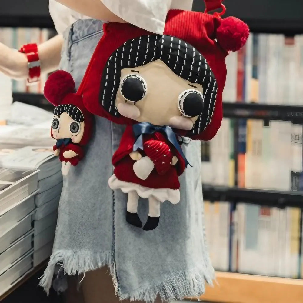 Kawaii Red Hat Doll Crossbody Bag in Corduroy Cute Casual Shoulder Bag Kawaii Red Hat Doll Crossbody Bag in Corduroy Cute Casual Shoulder Bag