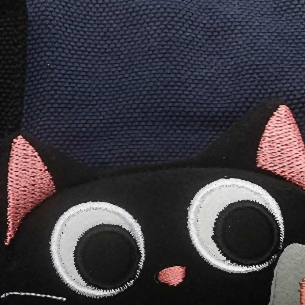 Kawaii Simple Dark Blue Canvas Cute Single Shoulder Tote Bag with 4 Cats Design Casual Style Kawaii Simple Dark Blue Canvas Cute Single Shoulder Tote Bag with 4 Cats Design Casual Style