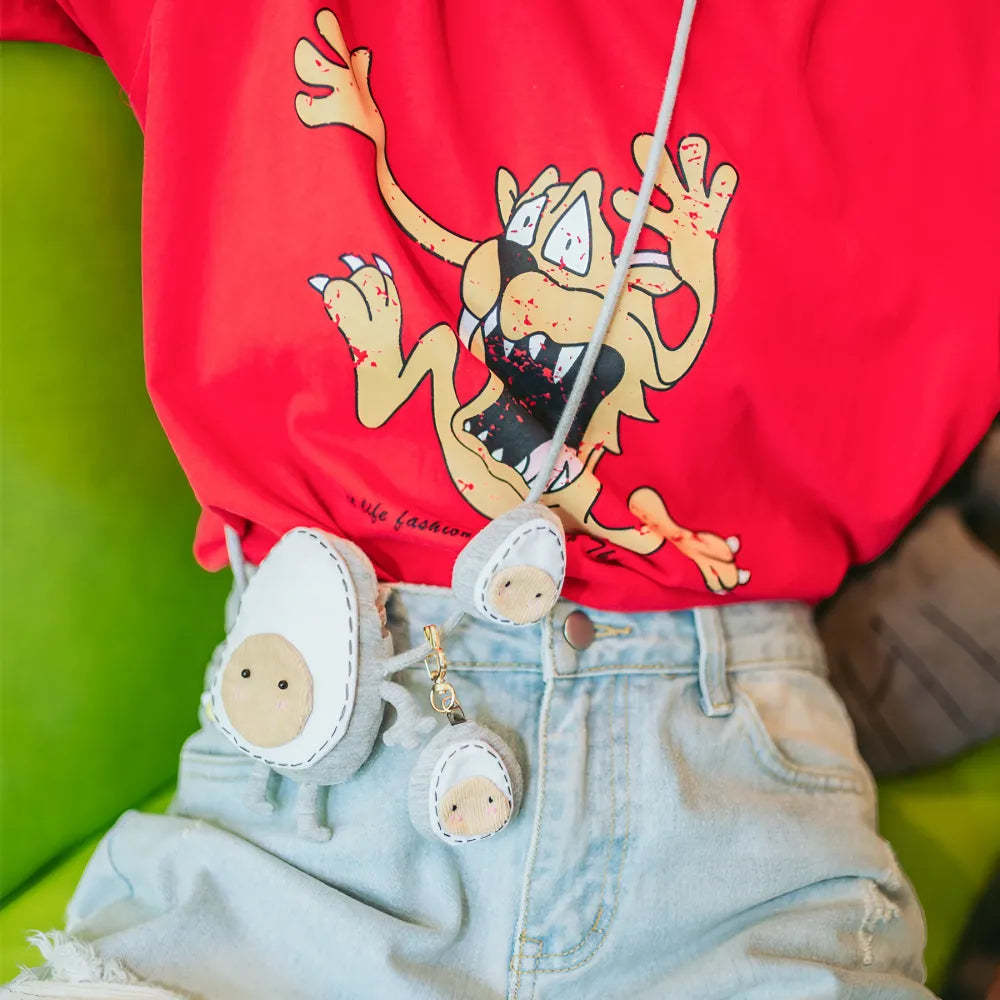 귀여운 화이트 코튼 미니 에그 모양 슬링백 캐주얼 크로스바디 가방 귀여운 화이트 코튼 미니 에그 모양 슬링백 캐주얼 크로스바디 가방