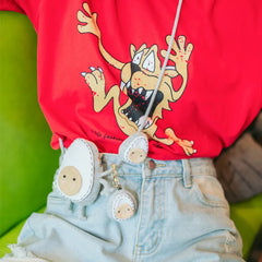 귀여운 화이트 코튼 미니 에그 모양 슬링백 캐주얼 크로스바디 가방