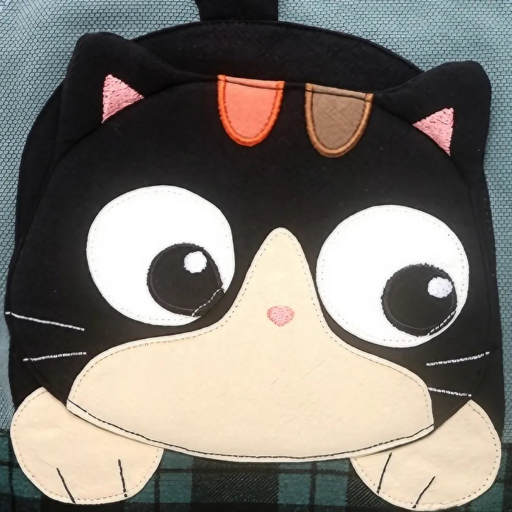 Kawaii Blue Canvas Cat Theme Shoulder Bag Cute and Simple Dual-Use Backpack Kawaii Blue Canvas Cat Theme Shoulder Bag Cute and Simple Dual-Use Backpack