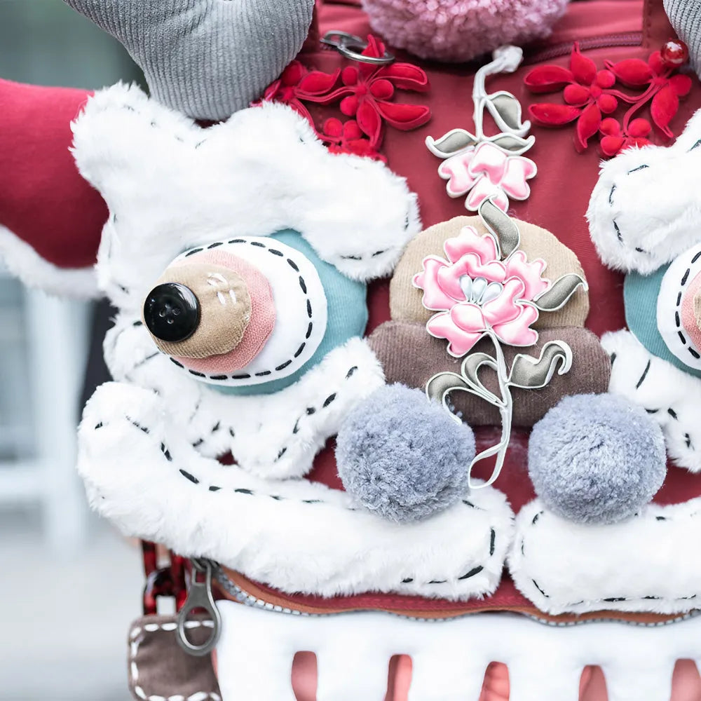 Cute and Unique Dragon Dance Kawaii Handmade Backpack in Burgundy Polyester Fiber Casual and Laptop Bag Cute and Unique Dragon Dance Kawaii Handmade Backpack in Burgundy Polyester Fiber Casual and Laptop Bag