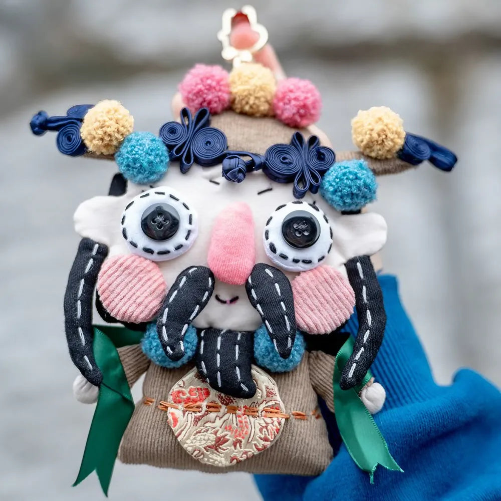 Cute and Unique God of Wealth Kawaii Shoulder Bag Cotton Material Casual and Phone Bag - Handmade Cute and Unique God of Wealth Kawaii Shoulder Bag Cotton Material Casual and Phone Bag - Handmade