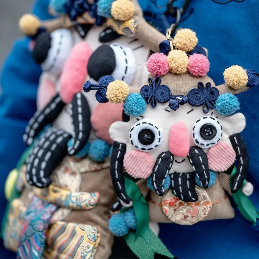 Cute and Unique God of Wealth Kawaii Shoulder Bag Cotton Material Casual and Phone Bag - Handmade Cute and Unique God of Wealth Kawaii Shoulder Bag Cotton Material Casual and Phone Bag - Handmade