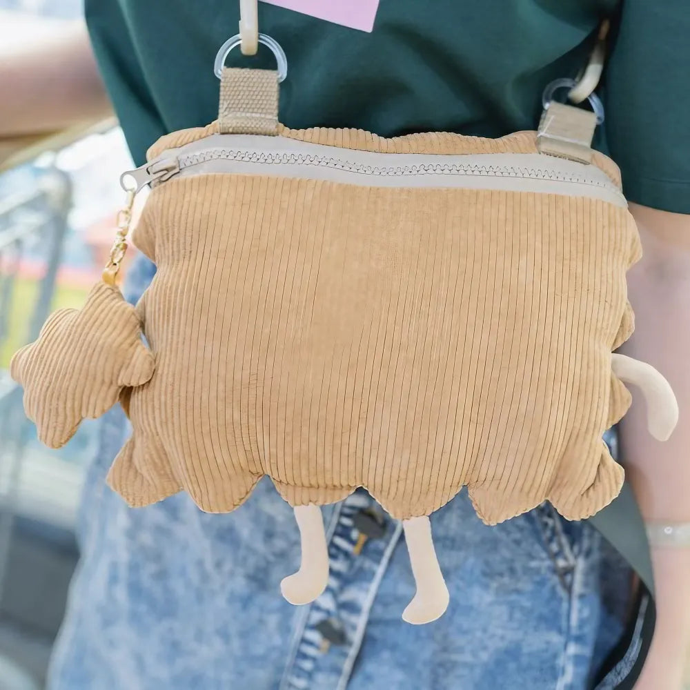 Cute Butter Biscuit Kawaii Crossbody Bag Light Khaki Cotton Casual Purse Cute Butter Biscuit Kawaii Crossbody Bag Light Khaki Cotton Casual Purse