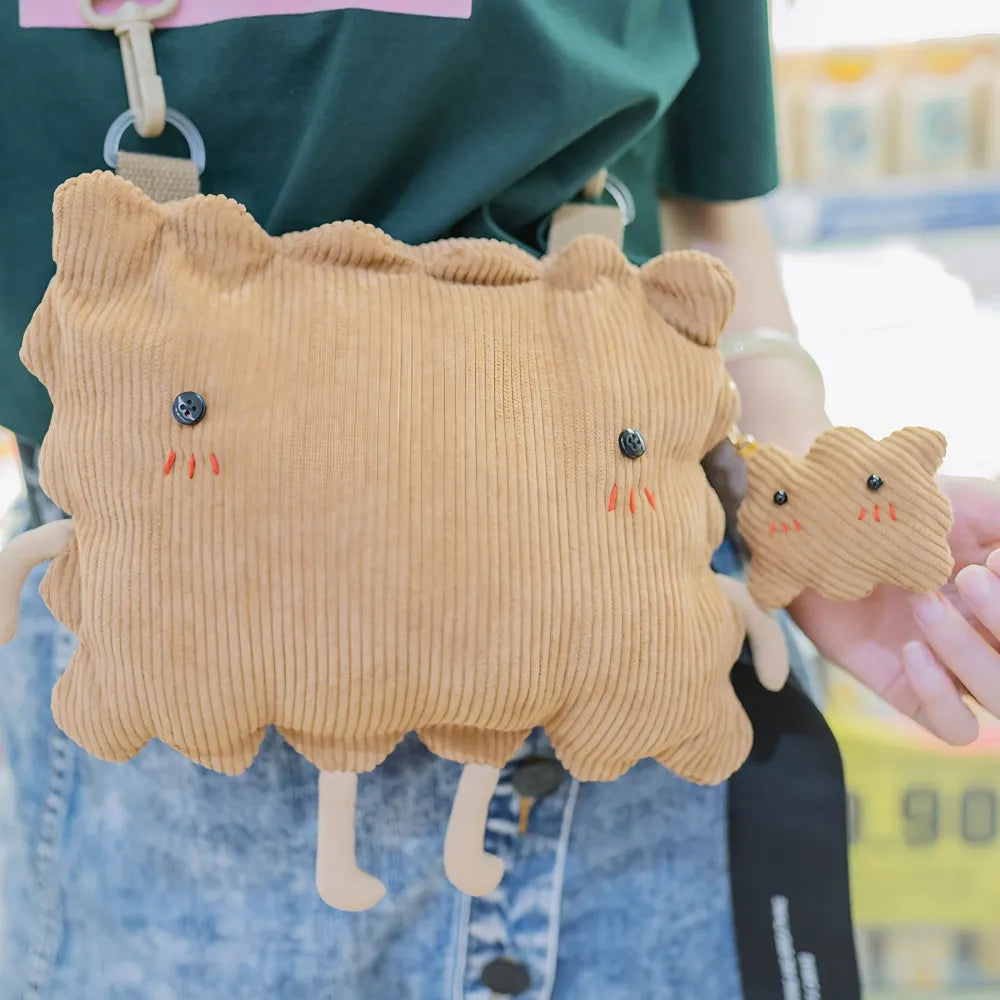 Cute Butter Biscuit Kawaii Crossbody Bag Light Khaki Cotton Casual Purse Cute Butter Biscuit Kawaii Crossbody Bag Light Khaki Cotton Casual Purse