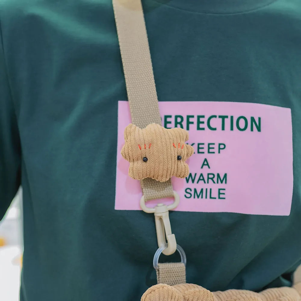 Cute Butter Biscuit Kawaii Crossbody Bag Light Khaki Cotton Casual Purse Cute Butter Biscuit Kawaii Crossbody Bag Light Khaki Cotton Casual Purse