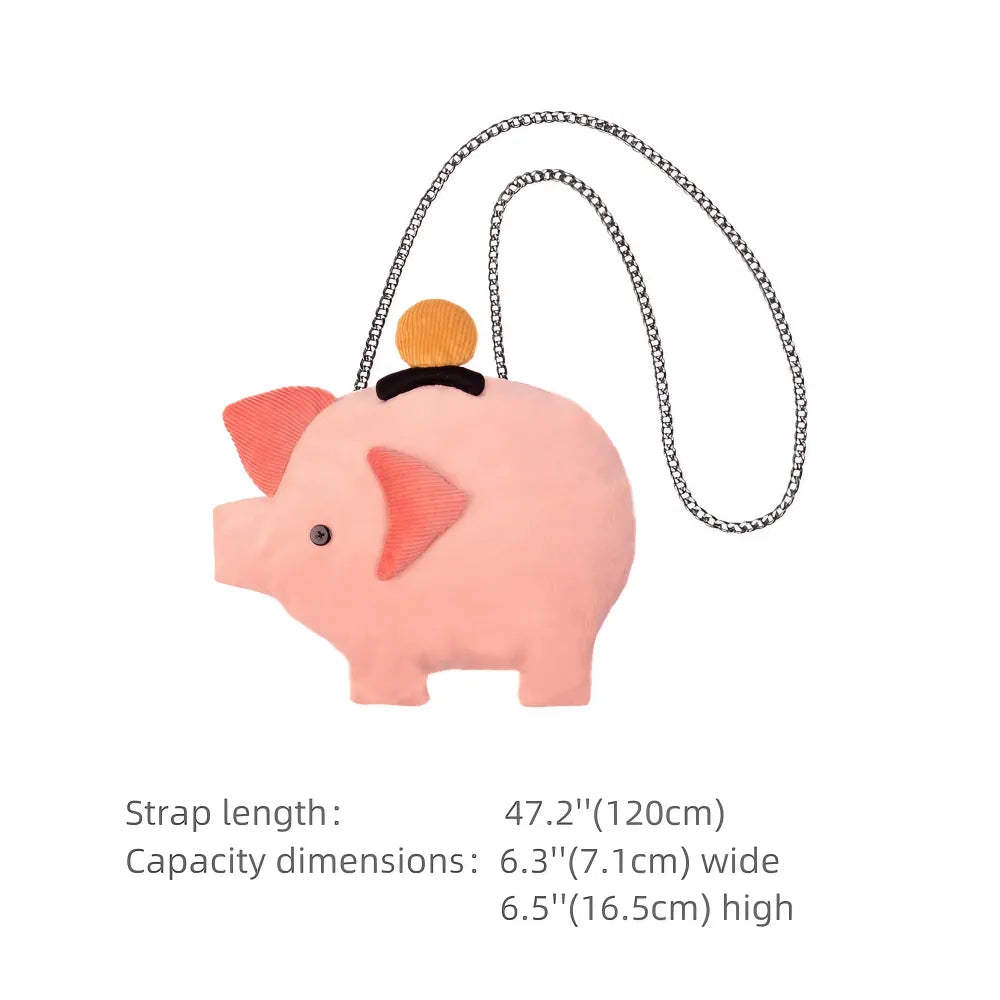 Cute Pink Corduroy Piggy Bank Kawaii Crossbody Bag Casual and Adorable Cute Pink Corduroy Piggy Bank Kawaii Crossbody Bag Casual and Adorable