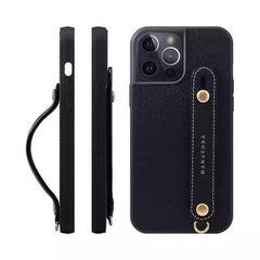 iPhone 16 Pro Max 15 14 13 Leather Case with Phone Grip and Lanyard
