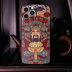 iPhone 16 Pro Max 6.7″ Case - TPU Textured Art with God of Wealth Pattern