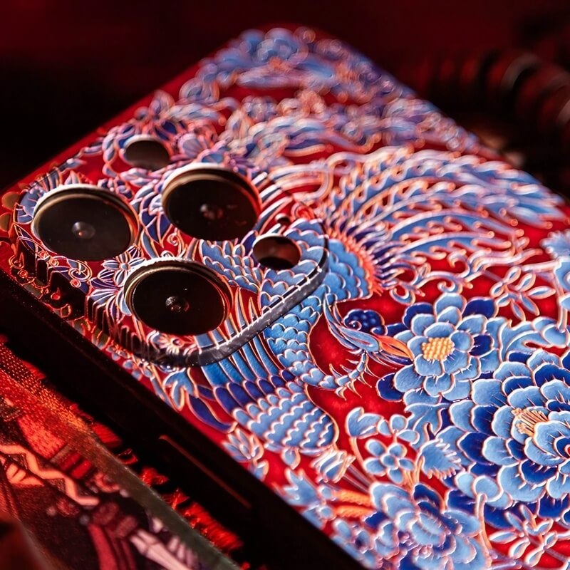 iPhone 16 Pro Max Art Case - 6.7″ Textured TPU - Phoenix Playing with Peony Design iPhone 16 Pro Max Art Case - 6.7″ Textured TPU - Phoenix Playing with Peony Design