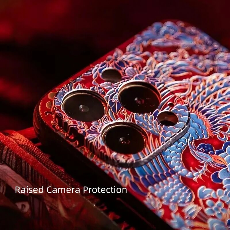 iPhone 16 Pro Max Art Case - 6.7″ Textured TPU - Phoenix Playing with Peony Design iPhone 16 Pro Max Art Case - 6.7″ Textured TPU - Phoenix Playing with Peony Design