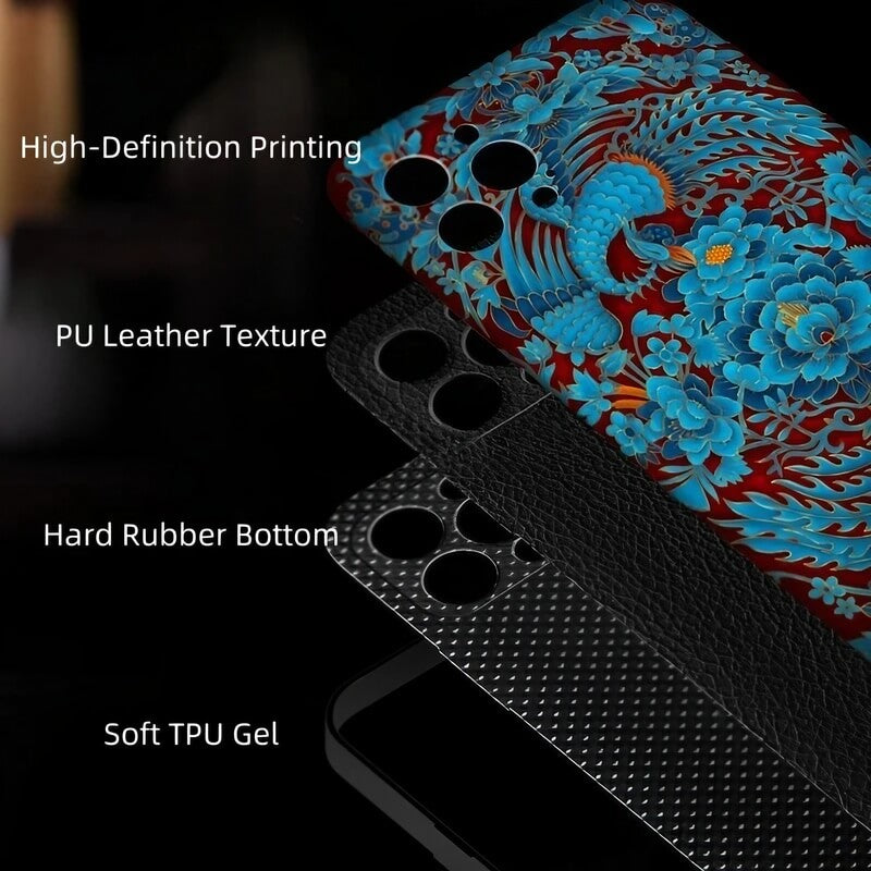iPhone 16 Pro Max Art Case - 6.7″ Textured TPU - Phoenix Playing with Peony Design iPhone 16 Pro Max Art Case - 6.7″ Textured TPU - Phoenix Playing with Peony Design