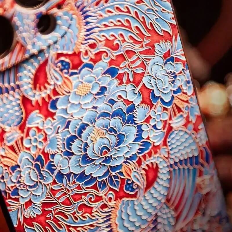 iPhone 16 Pro Max Art Case - 6.7″ Textured TPU - Phoenix Playing with Peony Design iPhone 16 Pro Max Art Case - 6.7″ Textured TPU - Phoenix Playing with Peony Design