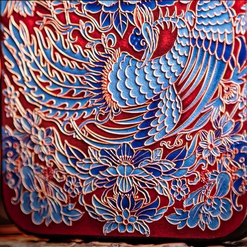 iPhone 16 Pro Max Art Case - 6.7″ Textured TPU - Phoenix Playing with Peony Design iPhone 16 Pro Max Art Case - 6.7″ Textured TPU - Phoenix Playing with Peony Design