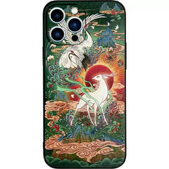 iPhone 16 Pro Max Art Case - TPU Textured 9″ Colored Deer Design