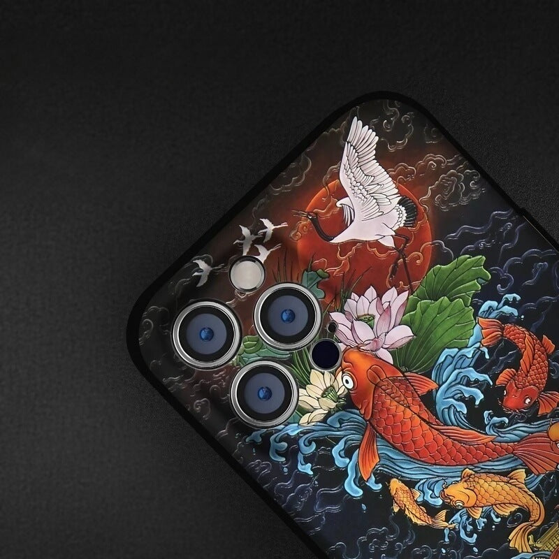 iPhone 16 Pro Max Art Case - TPU Textured Carp Leaping Over the Dragon Gate iPhone 16 Pro Max Art Case - TPU Textured Carp Leaping Over the Dragon Gate