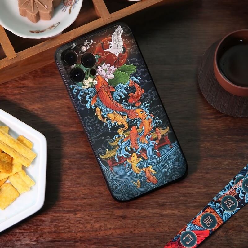 iPhone 16 Pro Max Art Case - TPU Textured Carp Leaping Over the Dragon Gate iPhone 16 Pro Max Art Case - TPU Textured Carp Leaping Over the Dragon Gate