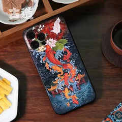 iPhone 16 Pro Max Art Case - TPU Textured Carp Leaping Over the Dragon Gate