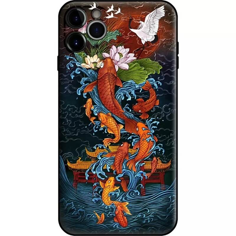 iPhone 16 Pro Max Art Case - TPU Textured Carp Leaping Over the Dragon Gate iPhone 16 Pro Max Art Case - TPU Textured Carp Leaping Over the Dragon Gate