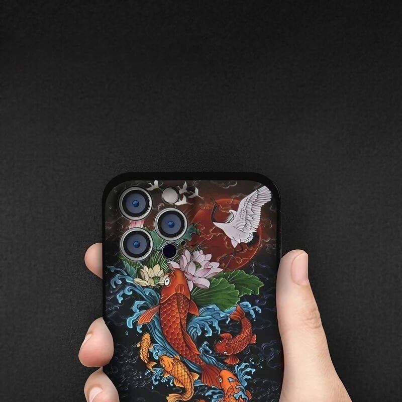 iPhone 16 Pro Max Art Case - TPU Textured Carp Leaping Over the Dragon Gate iPhone 16 Pro Max Art Case - TPU Textured Carp Leaping Over the Dragon Gate