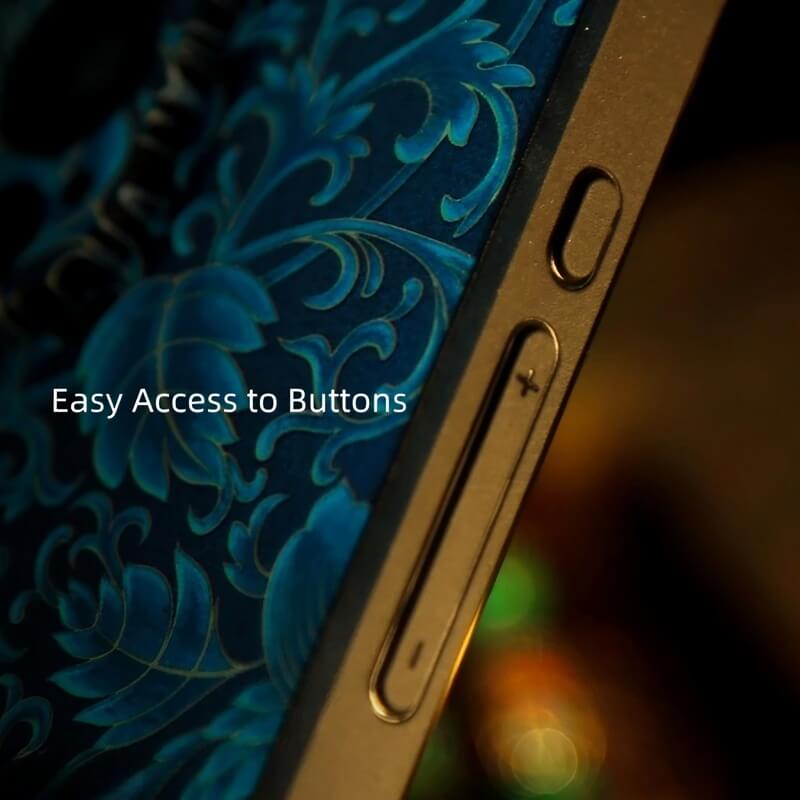 iPhone 16 Pro Max Art Case - Textured Blue TPU with Song Brocade Peony Motif iPhone 16 Pro Max Art Case - Textured Blue TPU with Song Brocade Peony Motif