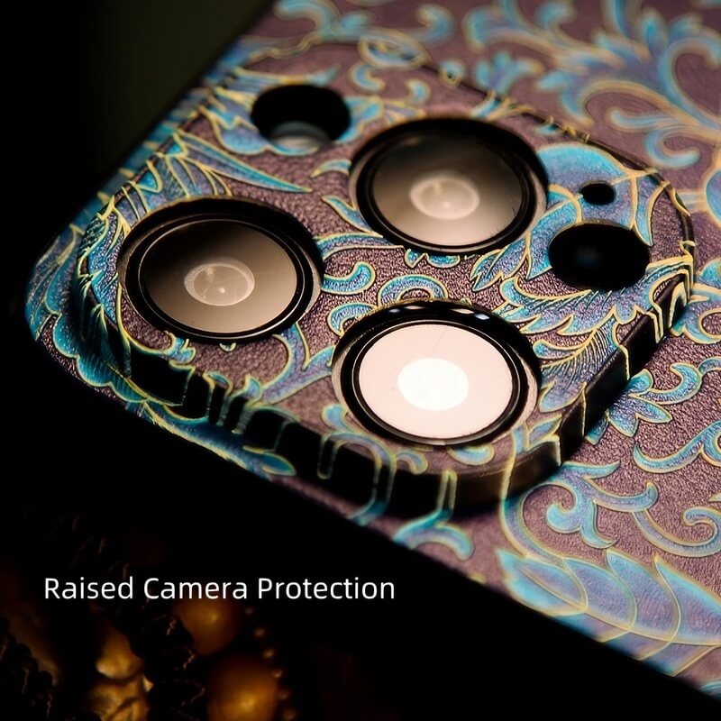 iPhone 16 Pro Max Art Case - Textured Blue TPU with Song Brocade Peony Motif iPhone 16 Pro Max Art Case - Textured Blue TPU with Song Brocade Peony Motif