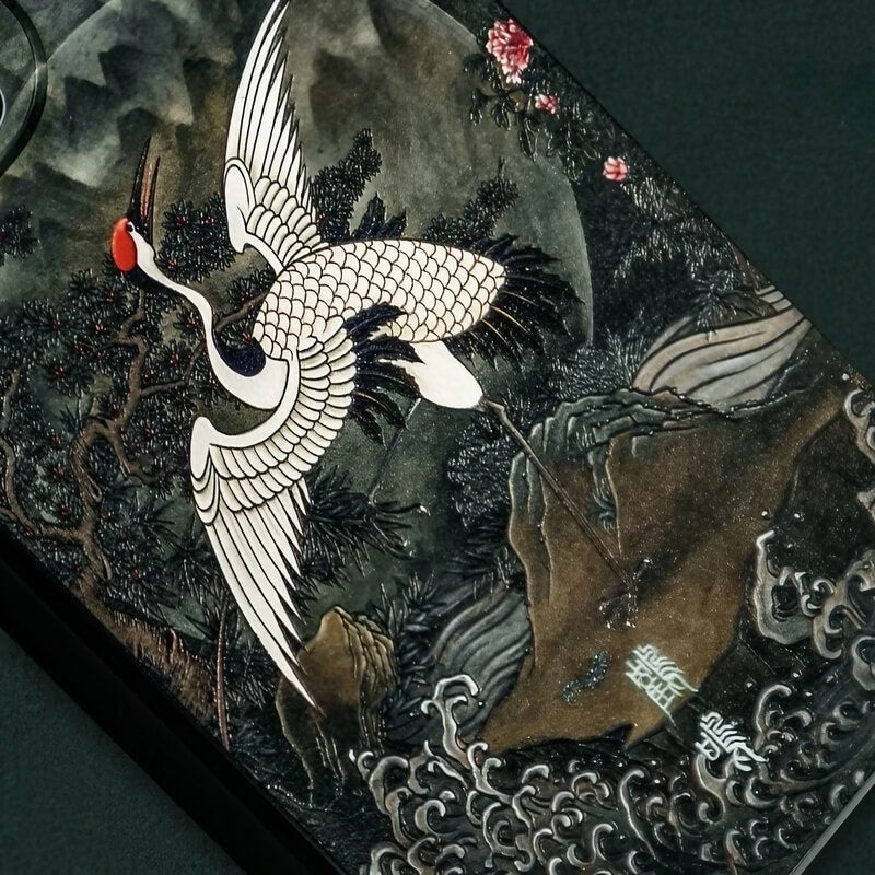 iPhone 16 Pro Max Art Case - Textured Cranes Calling in the Deep Valley TPU iPhone 16 Pro Max Art Case - Textured Cranes Calling in the Deep Valley TPU