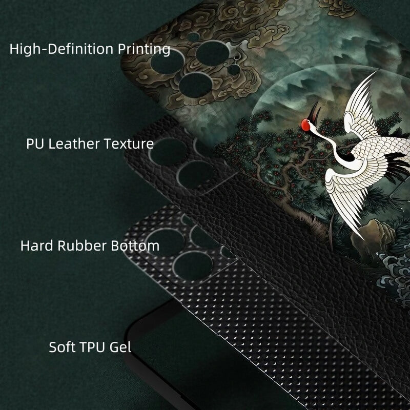 iPhone 16 Pro Max Art Case - Textured Cranes Calling in the Deep Valley TPU iPhone 16 Pro Max Art Case - Textured Cranes Calling in the Deep Valley TPU