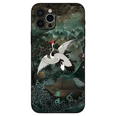 iPhone 16 Pro Max Art Case - Textured Cranes Calling in the Deep Valley TPU
