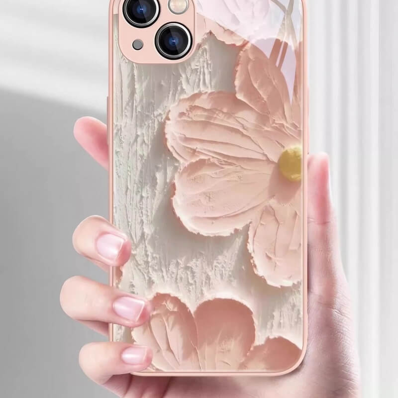 iPhone 16 Pro Max Case - 5.5″ White Liquid Glass with Floral Flower Pattern iPhone 16 Pro Max Case - 5.5″ White Liquid Glass with Floral Flower Pattern