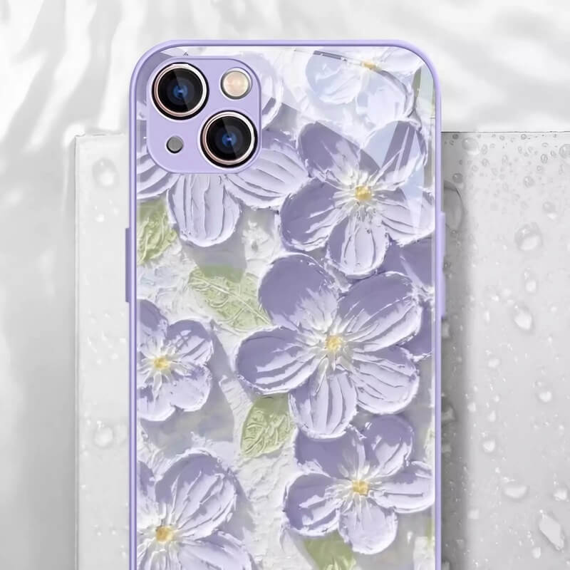 iPhone 16 Pro Max Case - 5.5″ White Liquid Glass with Floral Flower Pattern iPhone 16 Pro Max Case - 5.5″ White Liquid Glass with Floral Flower Pattern