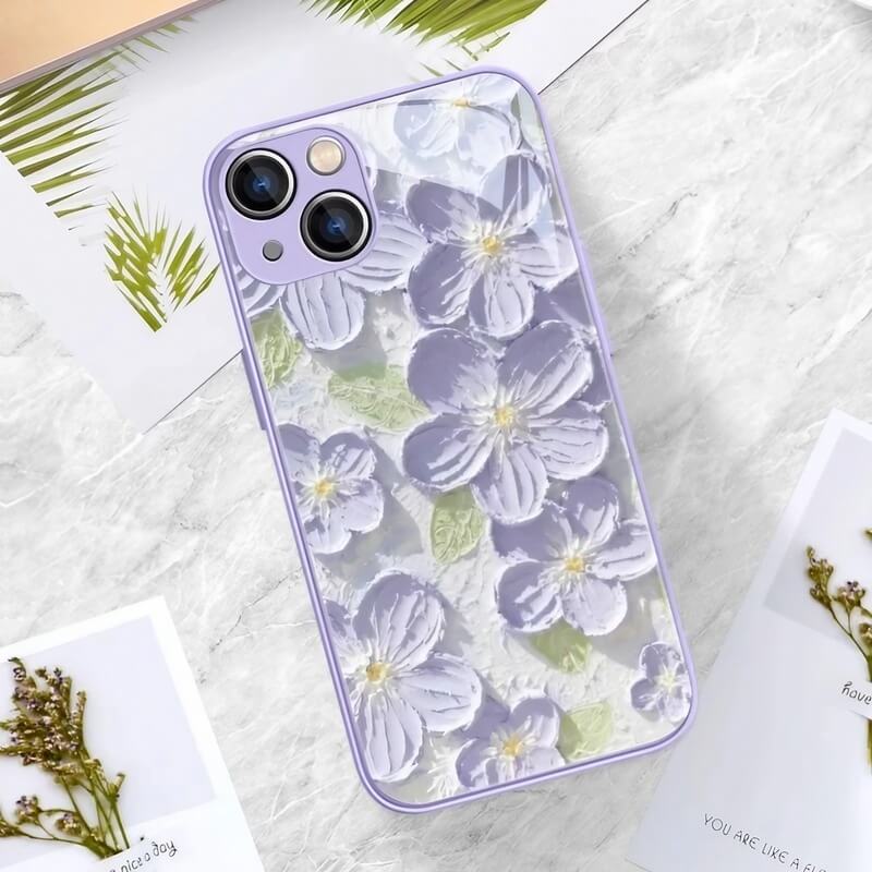iPhone 16 Pro Max Case - 5.5″ White Liquid Glass with Floral Flower Pattern iPhone 16 Pro Max Case - 5.5″ White Liquid Glass with Floral Flower Pattern