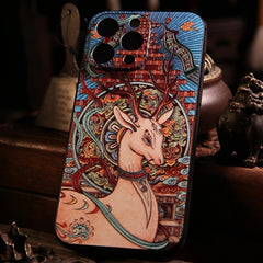 iPhone 16 Pro Max Case - 5.8″ Textured Art Fortune Deer TPU Cover
