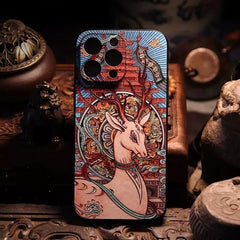 iPhone 16 Pro Max Case - 5.8″ Textured Art Fortune Deer TPU Cover