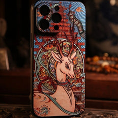 iPhone 16 Pro Max Case - 5.8″ Textured Art Fortune Deer TPU Cover