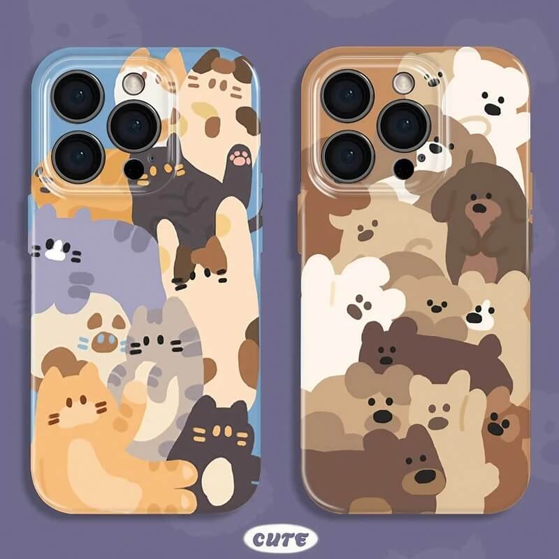 iPhone 16 Pro Max Case - 6.7″ Plastic Illustrated Cat Design - Cute Pet