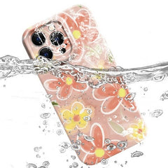 iPhone 16 Pro Max Case - 6″ Silicone Yellow Doodle Flower Design