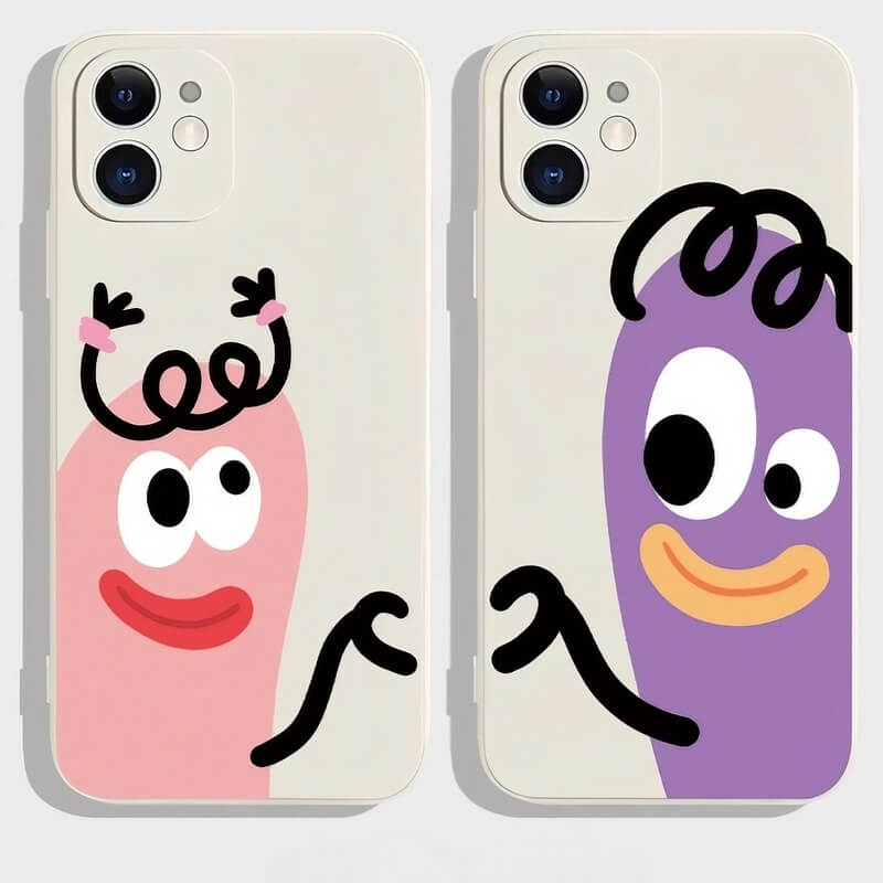 iPhone 16 Pro Max Case - 6″ White Silicone with Sausage Pattern - Matching Couple Funny
