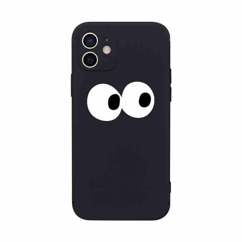 iPhone 16 Pro Max Case - Black A Silicone with Eyes Pattern - Matching Couple