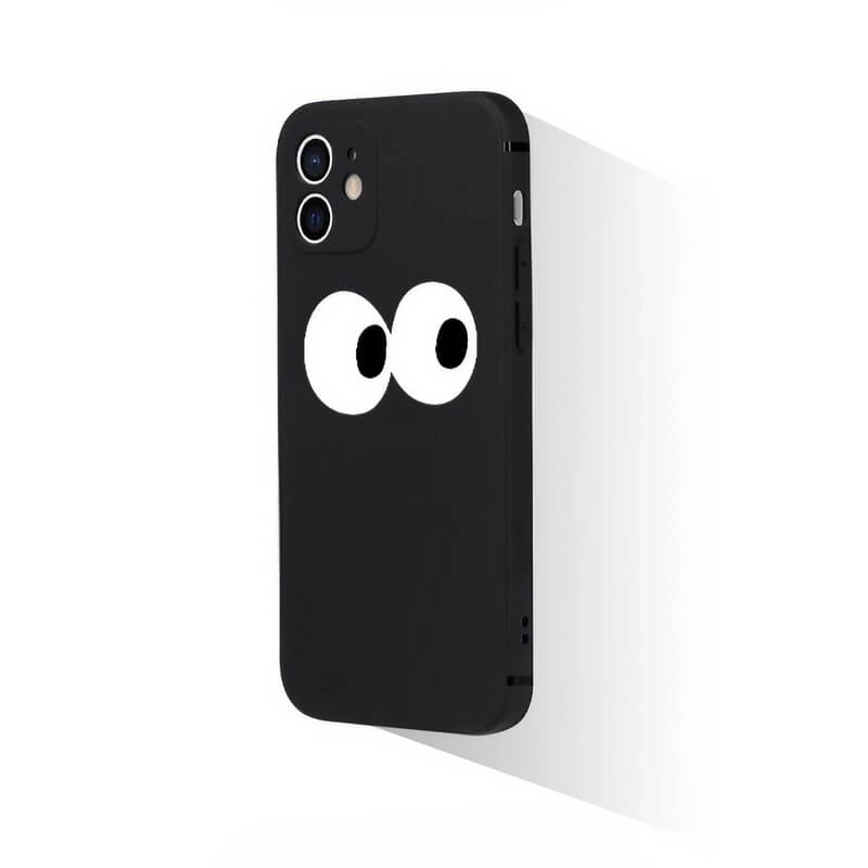 iPhone 16 Pro Max Case - Black A Silicone with Eyes Pattern - Matching Couple iPhone 16 Pro Max Case - Black A Silicone with Eyes Pattern - Matching Couple
