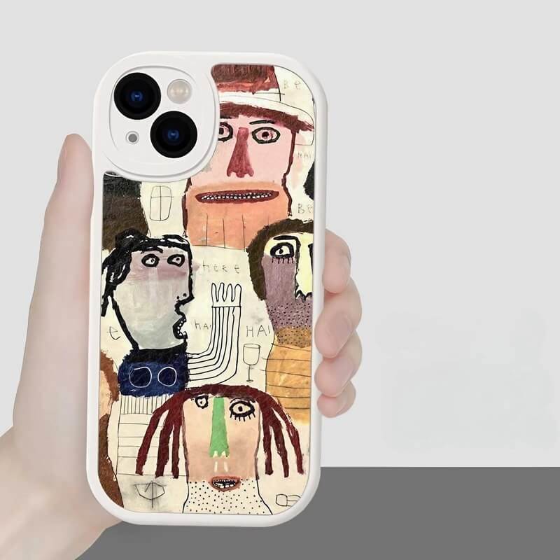 iPhone 16 Pro Max Case - Black Silicone 6″ Art Ugly Pattern