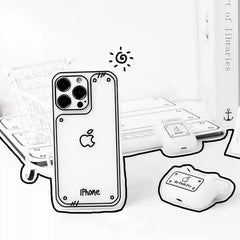 iPhone 16 Pro Max Case - Black Silicone Manga Anime Pattern