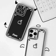 iPhone 16 Pro Max Case - Black Silicone Manga Anime Pattern