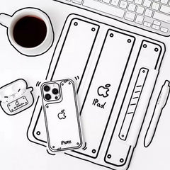 iPhone 16 Pro Max Case - Black Silicone Manga Anime Pattern