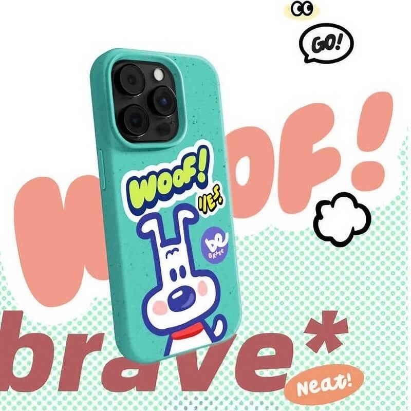 iPhone 16 Pro Max Case - Green Dog Pattern - Biodegradable Eco-friendly Material