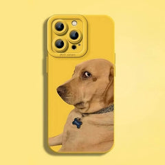iPhone 16 Pro Max Case - Silicone Yellow - Playfully Cross-eyed Labrador 6″ Design