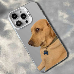 iPhone 16 Pro Max Case - Silicone Yellow - Playfully Cross-eyed Labrador 6″ Design
