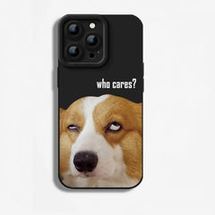 iPhone 16 Pro Max Case - Yellow Silicone - 3″ Corgi Dog Funny Design