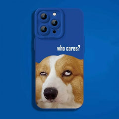 iPhone 16 Pro Max Case - Yellow Silicone - 3″ Corgi Dog Funny Design